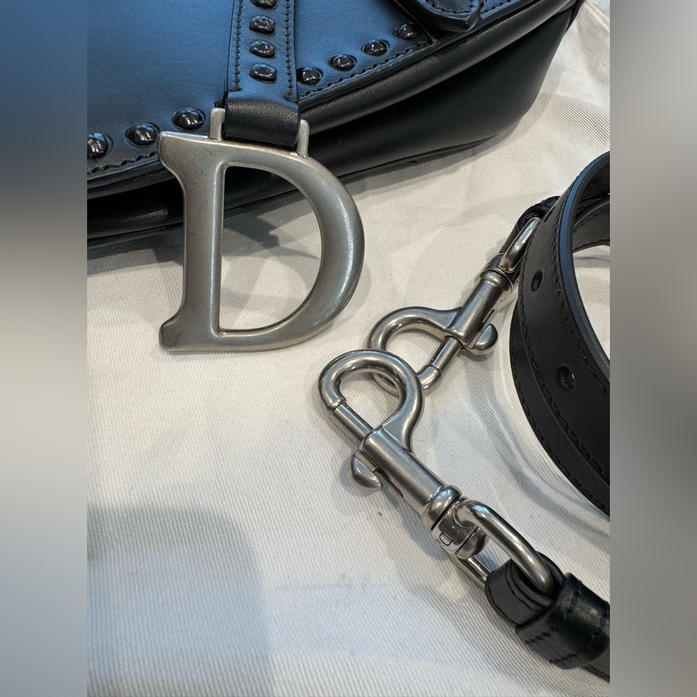 Dior RARE LIMITED EDITION Saddle Bag Studded Black Leather - Picture 15 of 15
